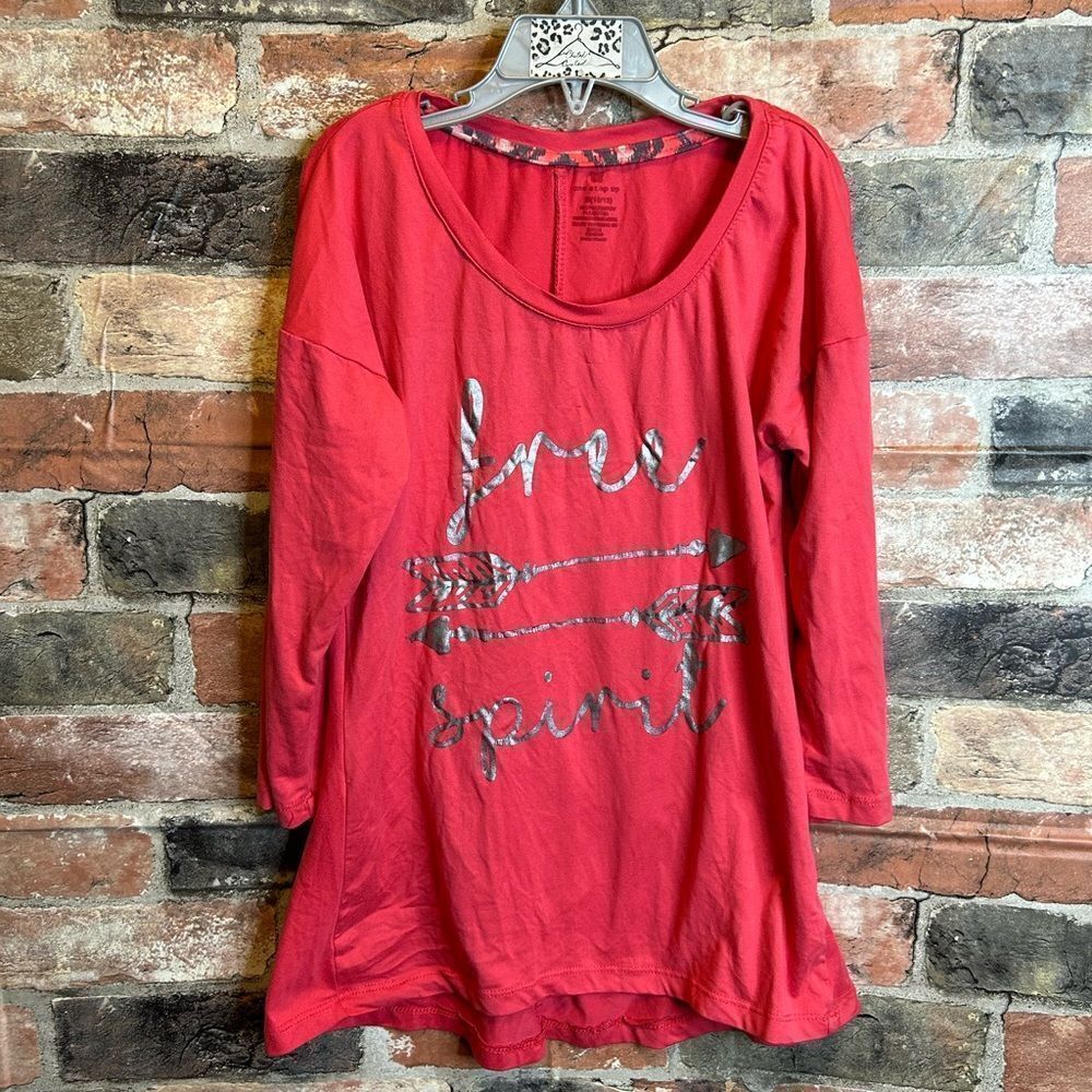 5 for $25🔥One Step Up Pink Coral "Free Spirit" Tunic‎ T-Shirt Medium (10-12)